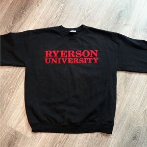 Vintage Ryerson University Logo Black and Red Crew Neck Sweatshirt